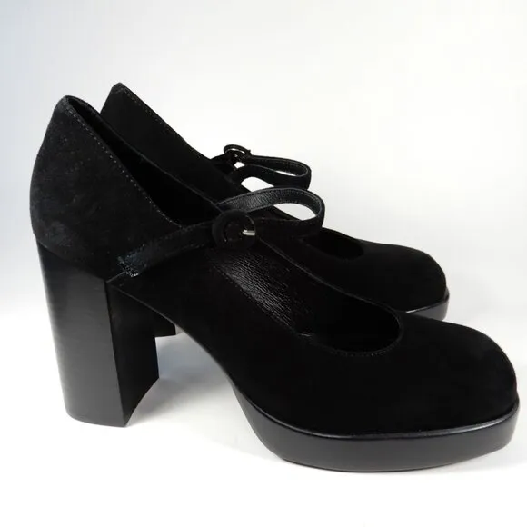 JEFFREY CAMPBELL Kenzley Platform Mary Jane Pumps Heels Size 10 Black Suede NEW