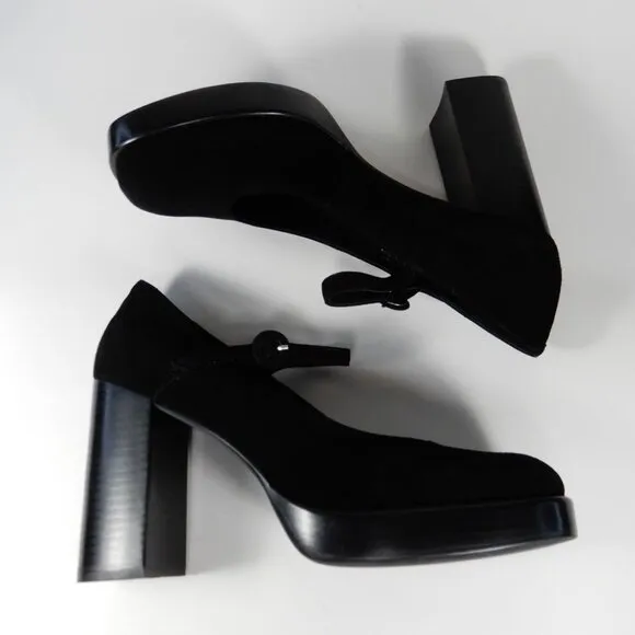 JEFFREY CAMPBELL Kenzley Platform Mary Jane Pumps Heels Size 10 Black Suede NEW