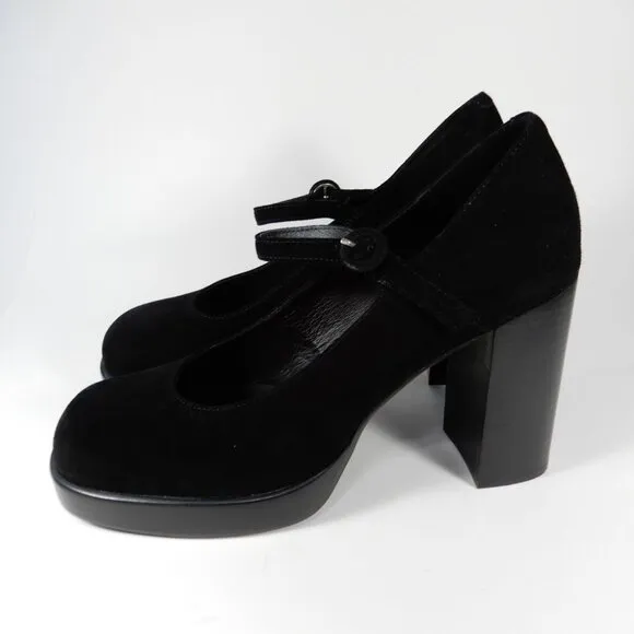 JEFFREY CAMPBELL Kenzley Platform Mary Jane Pumps Heels Size 10 Black Suede NEW