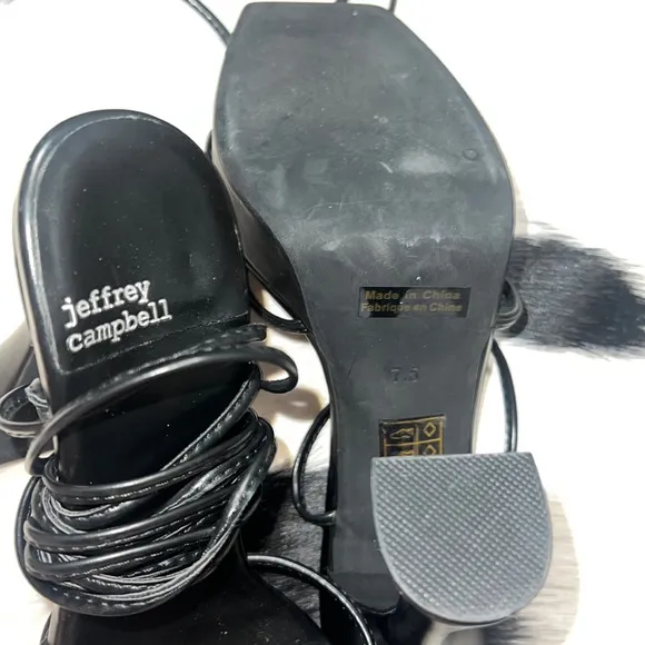 Jeffrey Campbell Lace Up Madonna Platform Strapy Black Sandal Heels, 7.5