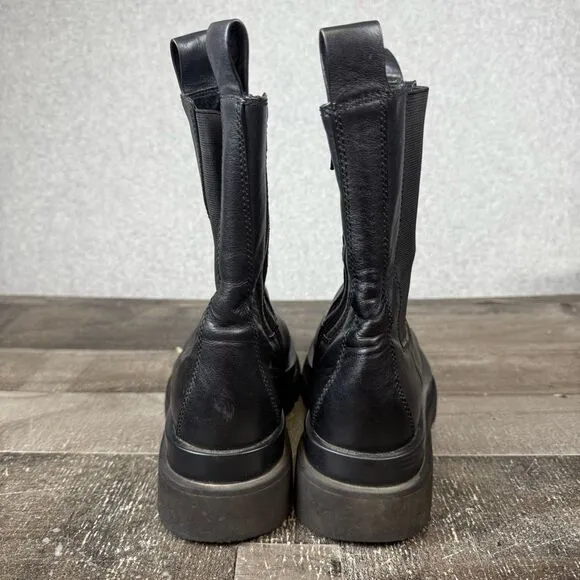 Jeffrey Campbell Looped Platform Chelsea Block Heel Black Ankle Boots Women’s 7.