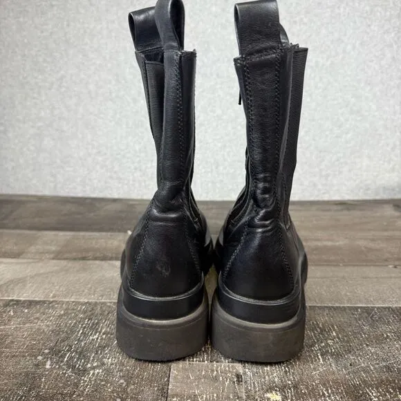 Jeffrey Campbell Looped Platform Chelsea Block Heel Black Ankle Boots Women’s 7.
