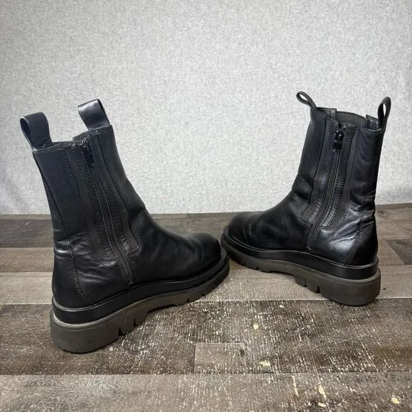 Jeffrey Campbell Looped Platform Chelsea Block Heel Black Ankle Boots Women’s 7.
