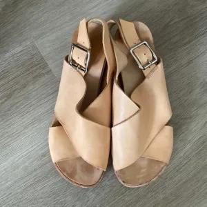 JEFFREY CAMPBELL Nude Leather Wedge Sandals