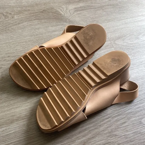 JEFFREY CAMPBELL Nude Leather Wedge Sandals