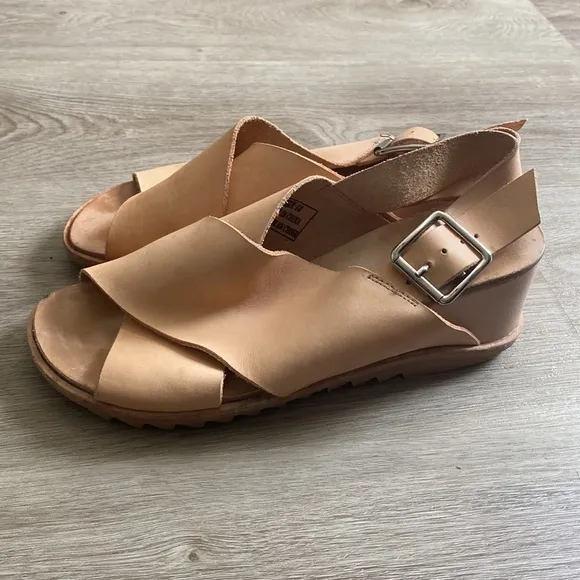 JEFFREY CAMPBELL Nude Leather Wedge Sandals