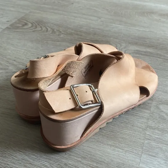 JEFFREY CAMPBELL Nude Leather Wedge Sandals