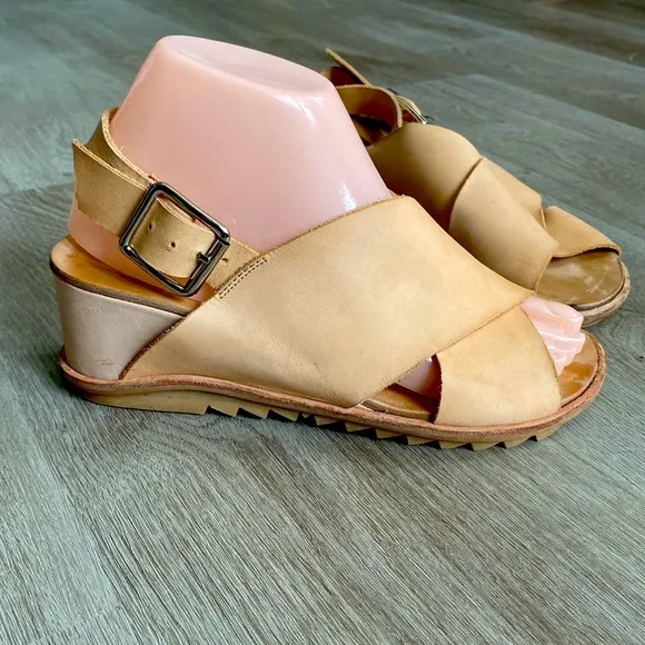JEFFREY CAMPBELL Nude Leather Wedge Sandals