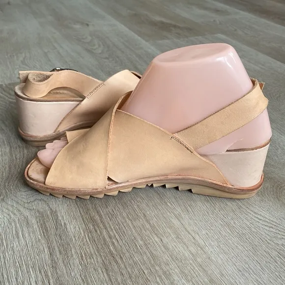 JEFFREY CAMPBELL Nude Leather Wedge Sandals