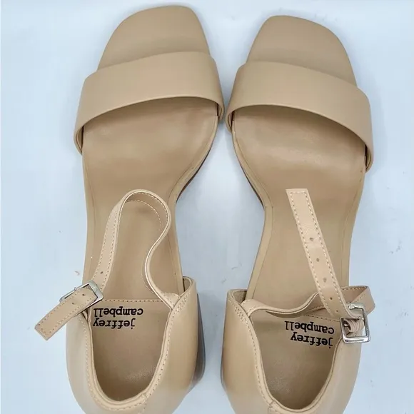 Jeffrey Campbell Nude Pop Star Block Wood Heel Sandal  Size 10