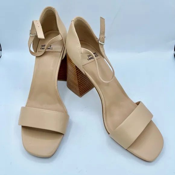 Jeffrey Campbell Nude Pop Star Block Wood Heel Sandal  Size 10