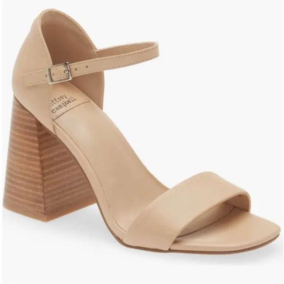 Jeffrey Campbell Nude Pop Star Block Wood Heel Sandal  Size 10