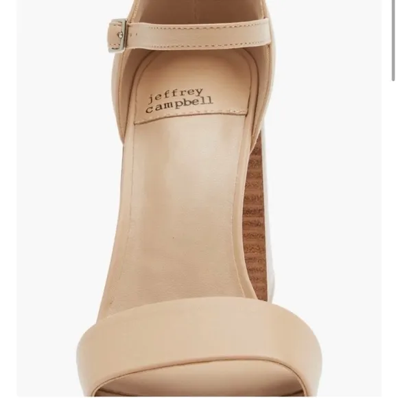 Jeffrey Campbell Nude Pop Star Block Wood Heel Sandal  Size 10