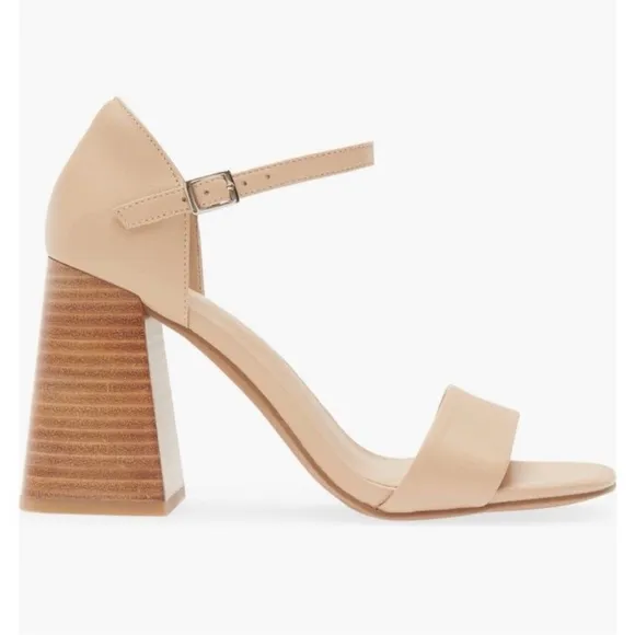 Jeffrey Campbell Nude Pop Star Block Wood Heel Sandal  Size 10