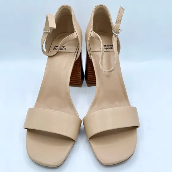 Jeffrey Campbell Nude Pop Star Block Wood Heel Sandal  Size 10