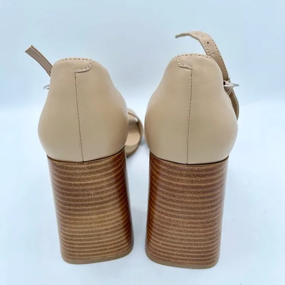 Jeffrey Campbell Nude Pop Star Block Wood Heel Sandal  Size 10