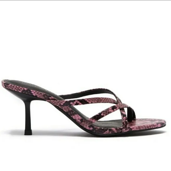 Jeffrey Campbell Pink Snake Slides Mule Sandals
