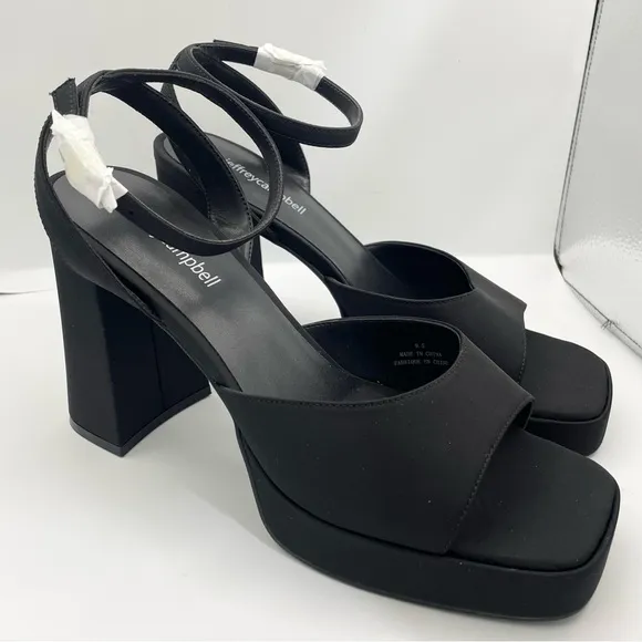 Jeffrey Campbell platform ankle strap black heel sandals women Size 9.5