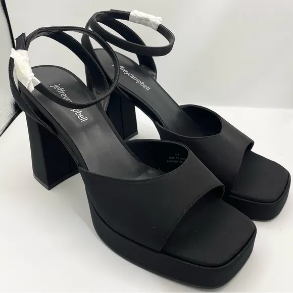 Jeffrey Campbell platform ankle strap black heel sandals women Size 9.5