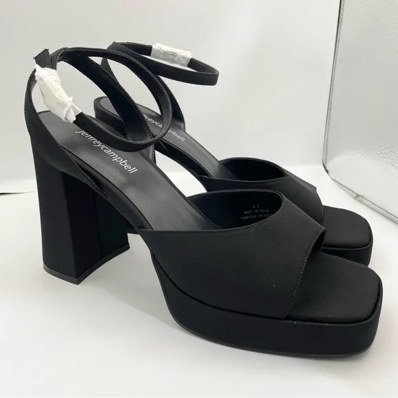 Jeffrey Campbell platform ankle strap black heel sandals women Size 9.5