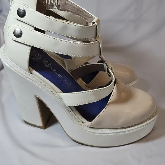 Jeffrey Campbell Platform Chunky Heel Round Toe Ankle Strap Shoes, sz 10