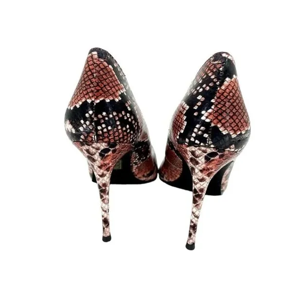 Jeffrey Campbell Pumps Pointy Toe Snake Stiletto Shoes Black Red 8.5 New