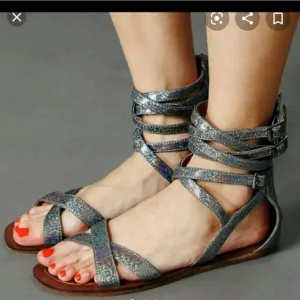 Jeffrey Campbell Romana Low Sandals Pewter Flash