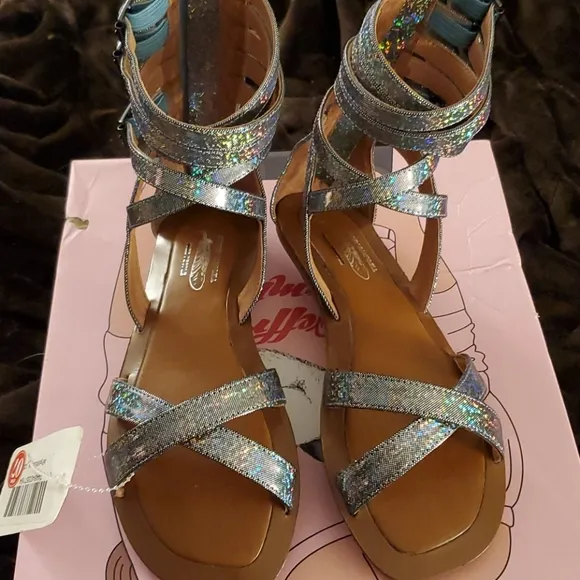 Jeffrey Campbell Romana Low Sandals Pewter Flash