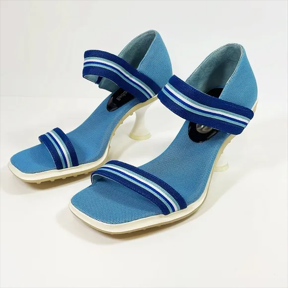 Jeffrey Campbell Touchdown Blue Combo Kitten Heel Sandals