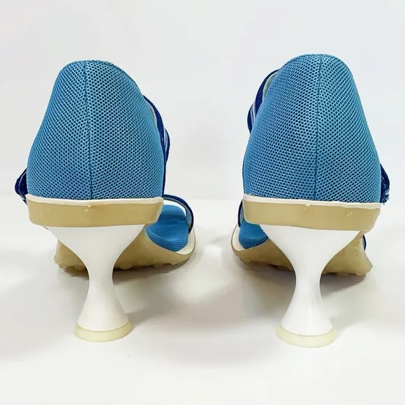 Jeffrey Campbell Touchdown Blue Combo Kitten Heel Sandals
