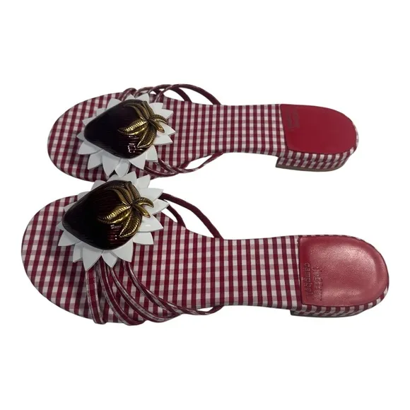 Jeffrey Campbell Women's Abeegail Gingham Slide Sandals  Sz: 8.5
