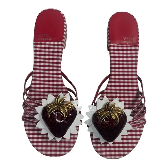 Jeffrey Campbell Women's Abeegail Gingham Slide Sandals  Sz: 8.5