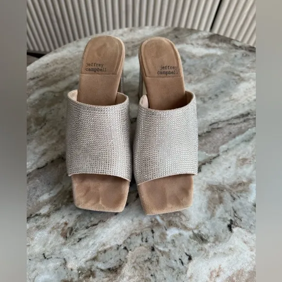 Jeffrey CampbellCaviar Embellished High Heel Slide Sandals size 5.5 mules