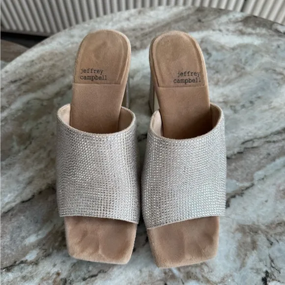 Jeffrey CampbellCaviar Embellished High Heel Slide Sandals size 5.5 mules