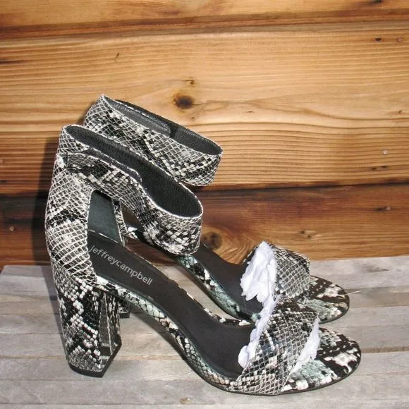 Jeffrey Campbell Snake Print Block Heel Sandals