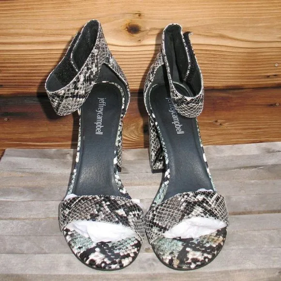 Jeffrey Campbell Snake Print Block Heel Sandals
