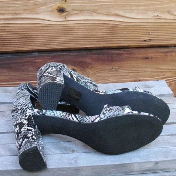 Jeffrey Campbell Snake Print Block Heel Sandals