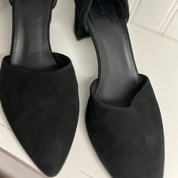 JENNI KAYNE Black Velvet d’Orsay Leather Heels Shoes New Block Heel Pumps 9