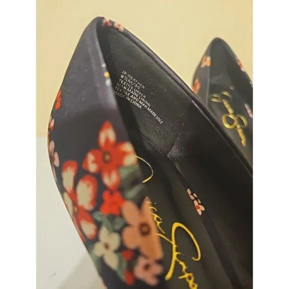 Jessica Simpson Black Floral‎ Pumps Shoes Size 8.5 M