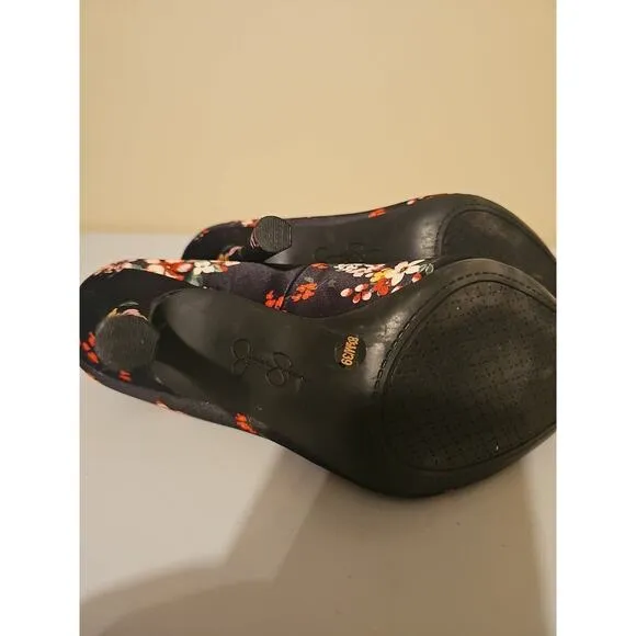 Jessica Simpson Black Floral‎ Pumps Shoes Size 8.5 M