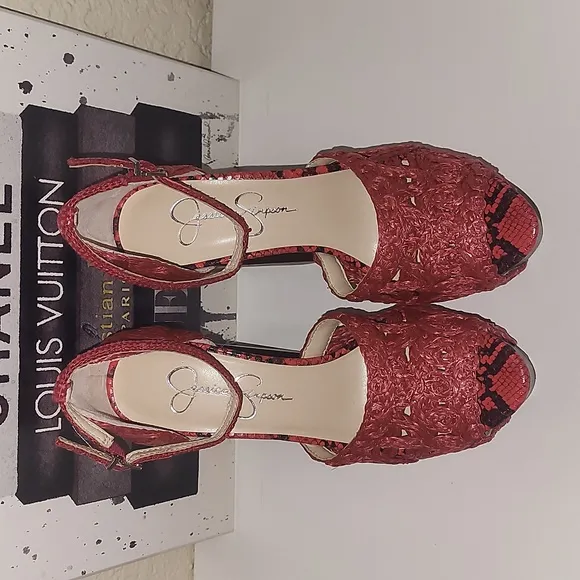 Jessica Simpson Dessie woven platform heel sandal, sz 7.5, eu 37.5,…