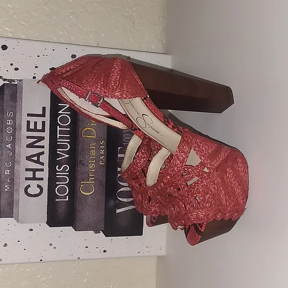 Jessica Simpson Dessie woven platform heel sandal, sz 7.5, eu 37.5,…