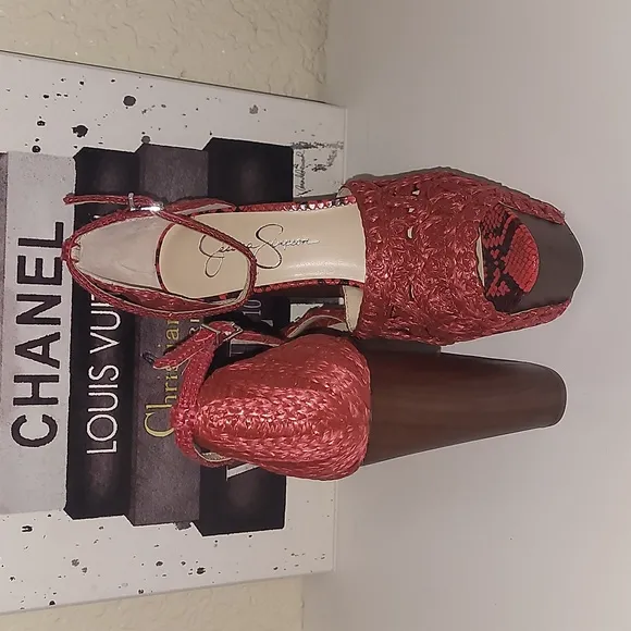 Jessica Simpson Dessie woven platform heel sandal, sz 7.5, eu 37.5,…
