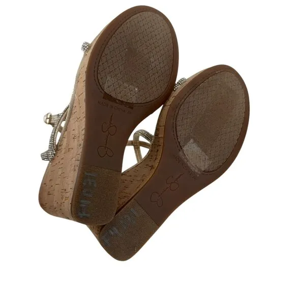 Jessica Simpson Tenley Womens Rhinestone Ankle Strap Platform Wedge Sandals 8M