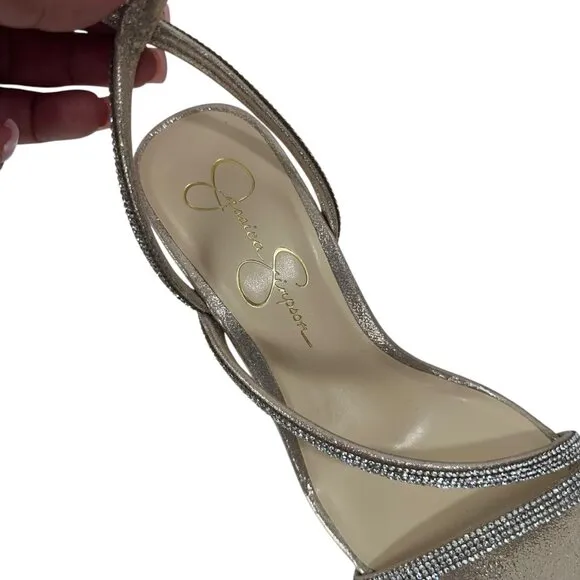 Jessica Simpson Tenley Womens Rhinestone Ankle Strap Platform Wedge Sandals 8M