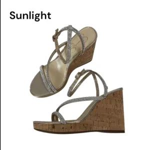 Jessica Simpson Tenley Womens Rhinestone Ankle Strap Platform Wedge Sandals 8M