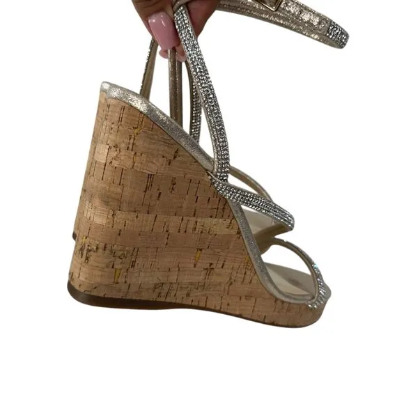 Jessica Simpson Tenley Womens Rhinestone Ankle Strap Platform Wedge Sandals 8M