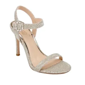 JEWEL BADGLEY MISCHKA ARLINA GLITTER HEELED SANDALS IN GOLD NWOB WOMEN'S SIZE 9