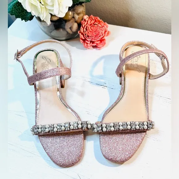 Jewel Badgley Mischka Autumn Block Heel Sandal, Rose Gold, Size 5.5
