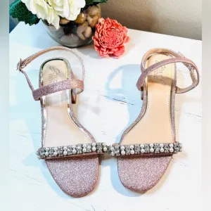 Jewel Badgley Mischka Autumn Block Heel Sandal, Rose Gold, Size 5.5